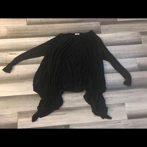 Long Sleeve Black Flowy Boho Top with High Low